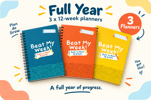 Beat My Week Full Year student planner set with three 12-week A5 planners
